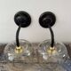 Pair of vintage smoked glass wall lights