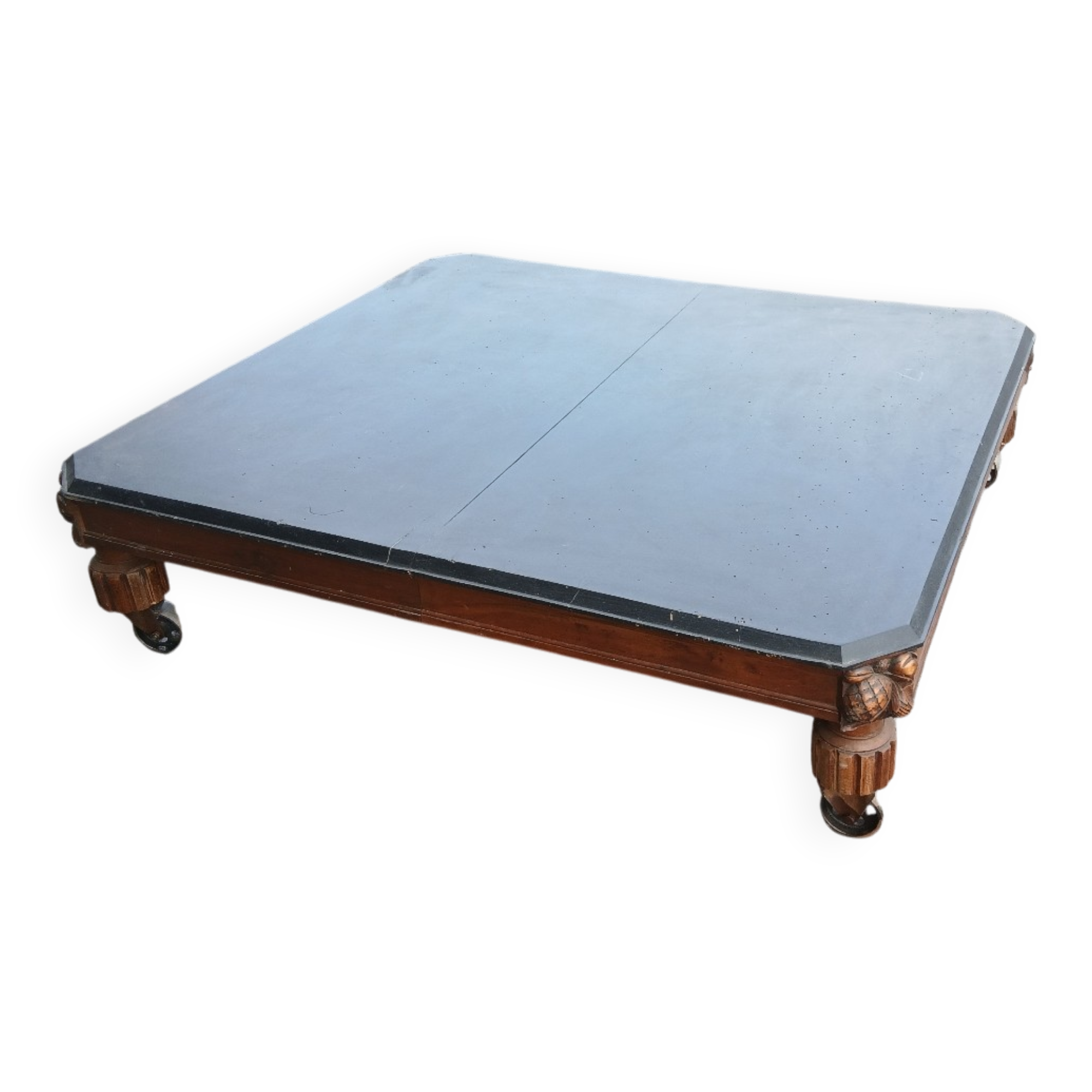 Coffee table with industrial wheels