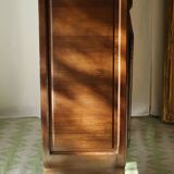 Curved display case in solid walnut, mid-20th century