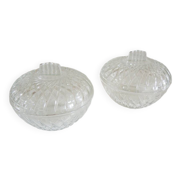 2 bonbonnières anciennes en verre taillé
