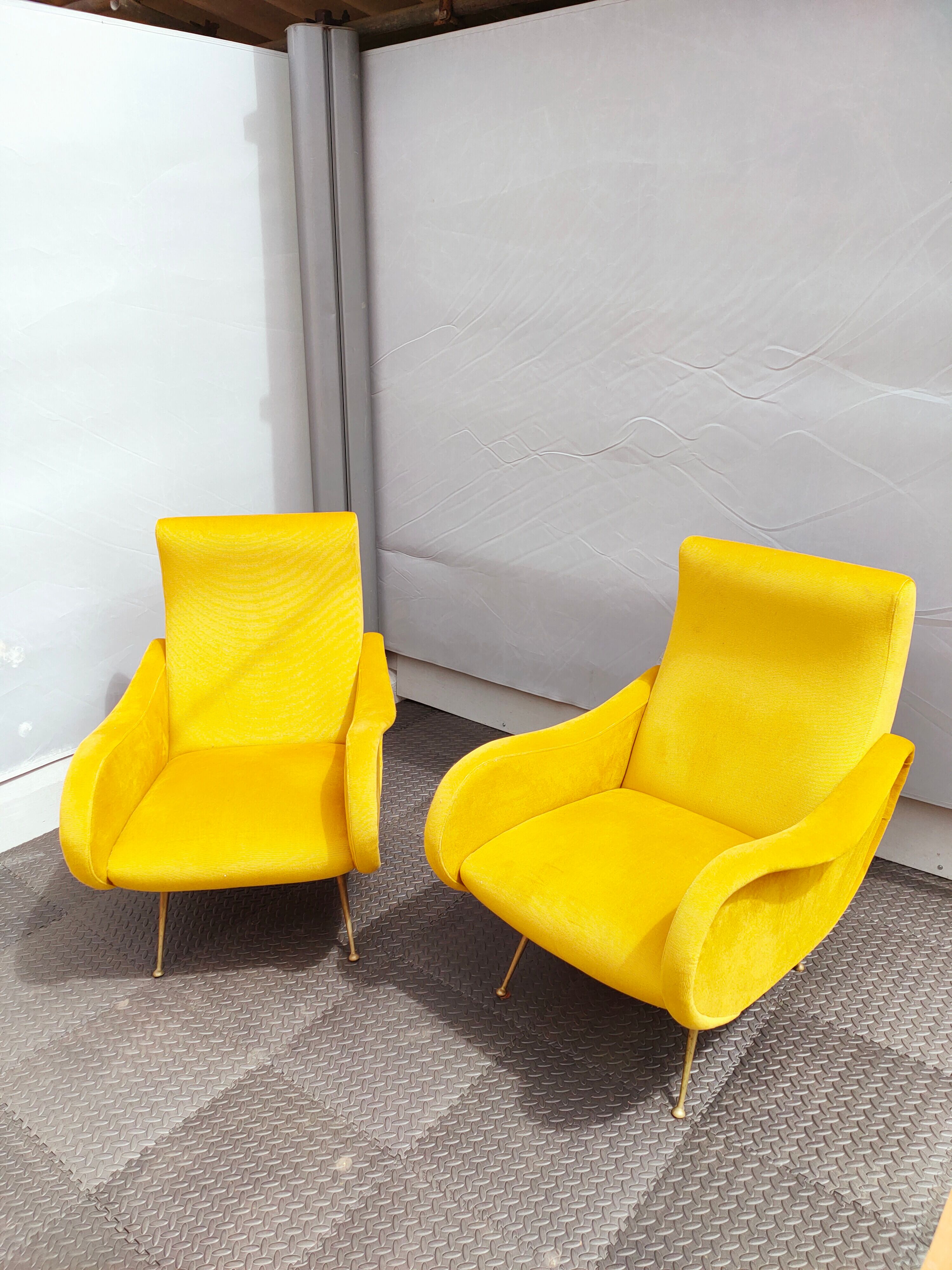Pair of vintage organic armchairs 50s