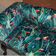 Vintage mini canapé in Birds of Paradise fabric