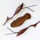 Scandinavian modernist sculpture cranes in teak.
