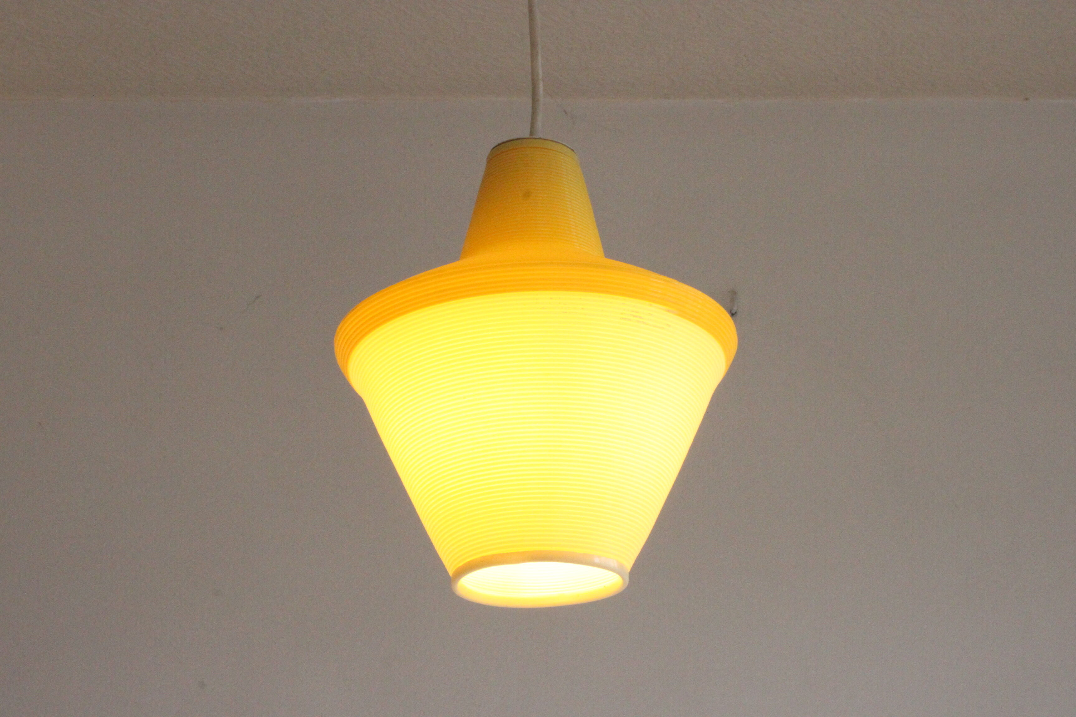 Early plastics cellulose pendant lamp by Atelier de recherche plastique and Rotaflex 1950s.
