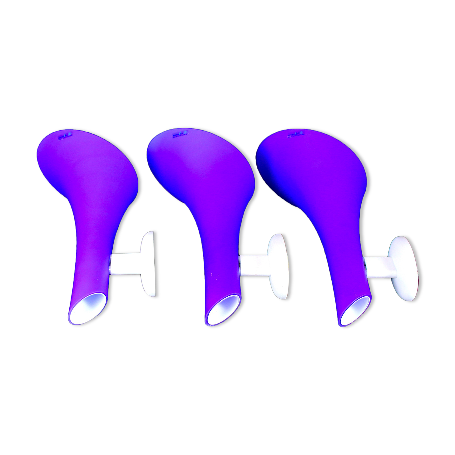 Carlo nason, 3 postmodern sconces, blue murano glass for "murano due"