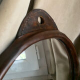Vintage leather mirror 1940/50 in the spirit of Adnet