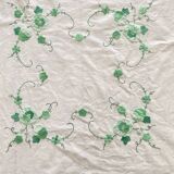 Antique square tablecloth with embroidered appliqué - 107x107 cm - Cotton