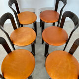 6 wooden chairs and imitation leather design Bruno Rey for Dietiker vintage year 60