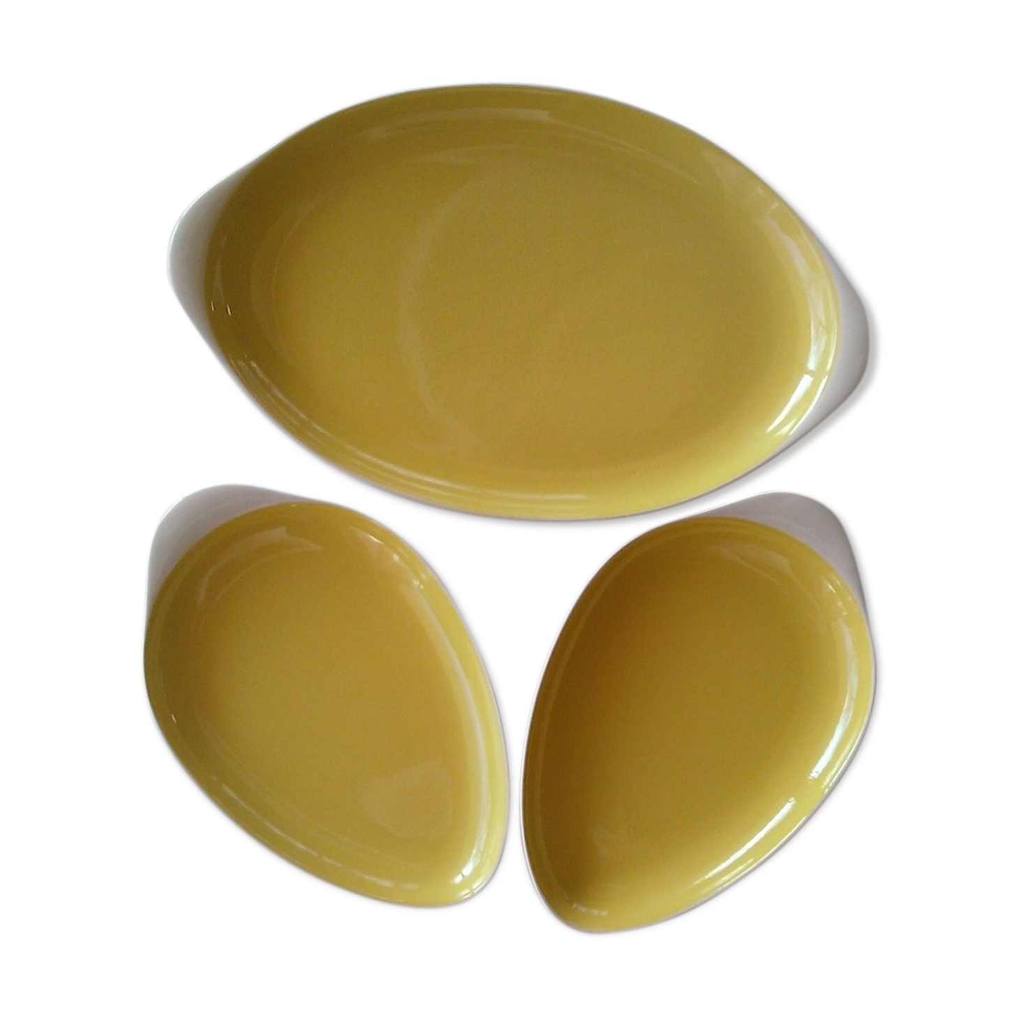 Série de 3 plats ovals jaune Villeroy & Boch