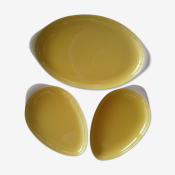 Série de 3 plats ovals jaune Villeroy & Boch