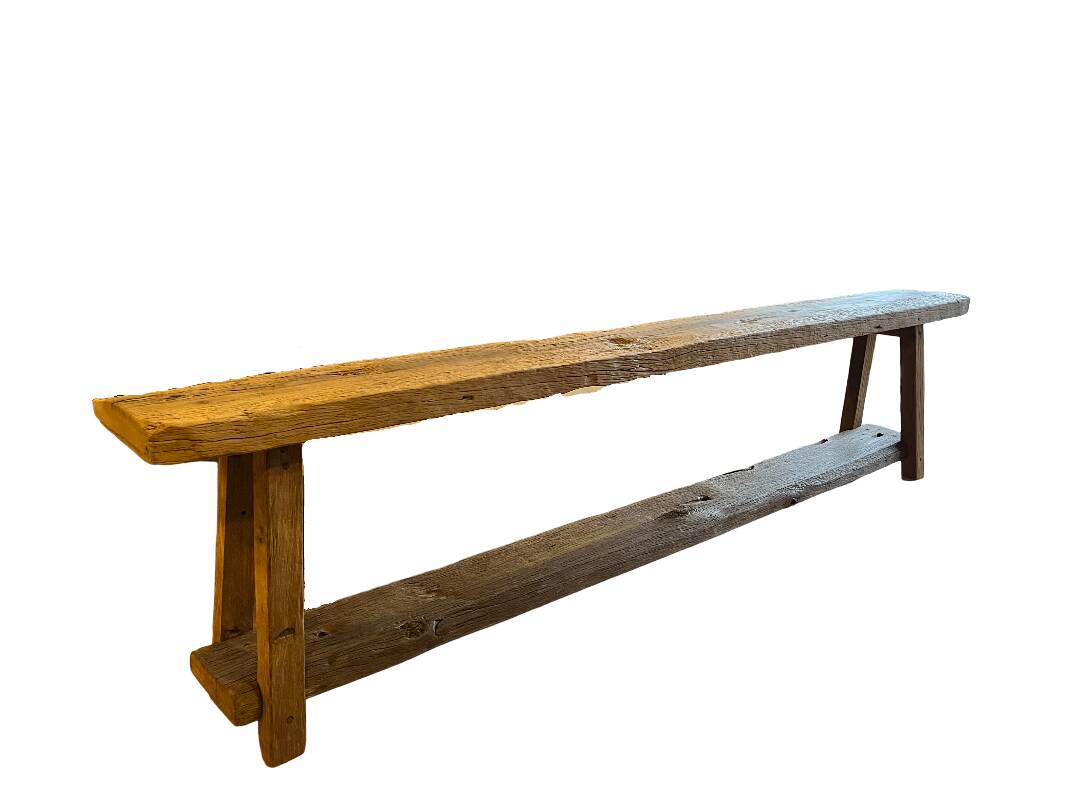 Tall console table in solid antique oak - 335cm long