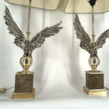 Pair of nickel eagle table lamps by Loevsky and Loevsky, 1970s