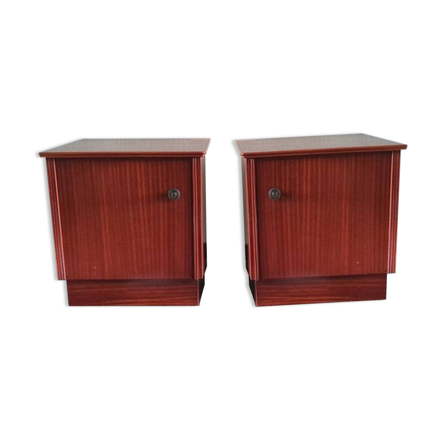 Lot of 2 vintage wooden bedside tables 70s
