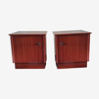 Lot of 2 vintage wooden bedside tables 70s