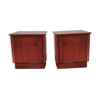 Lot of 2 vintage wooden bedside tables 70s