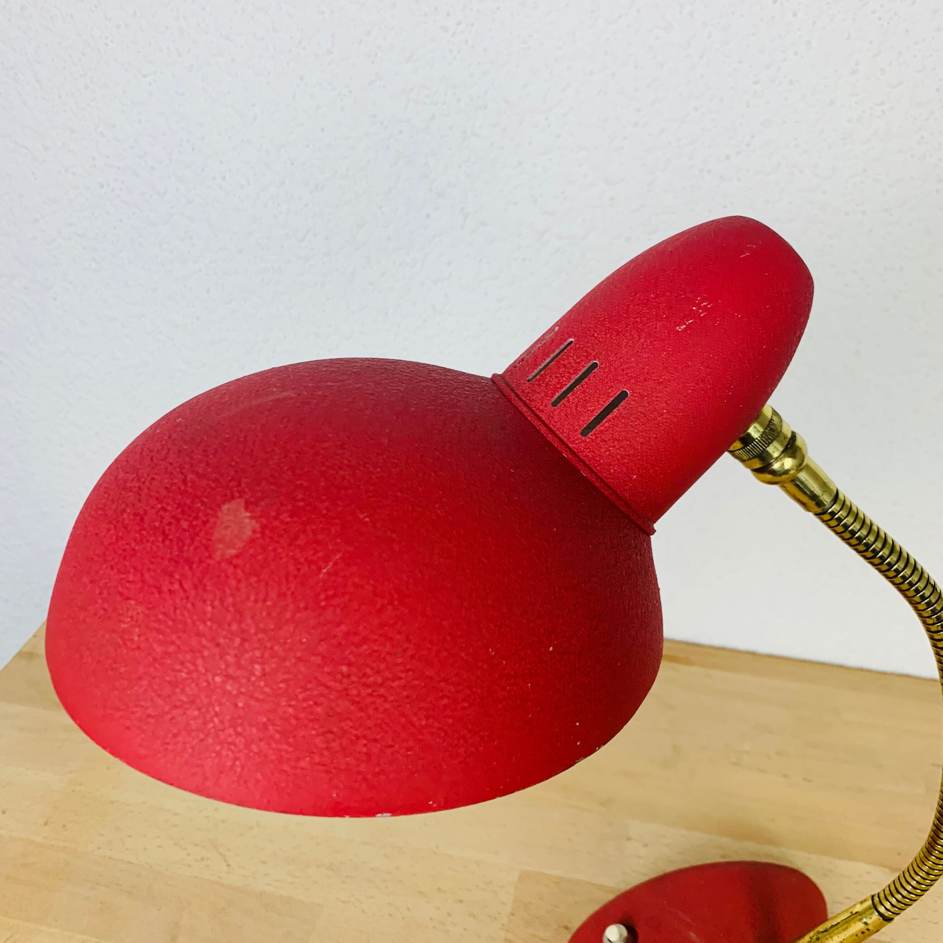 Pair of metal and brass lamps 50s Jean Boris Lacroix