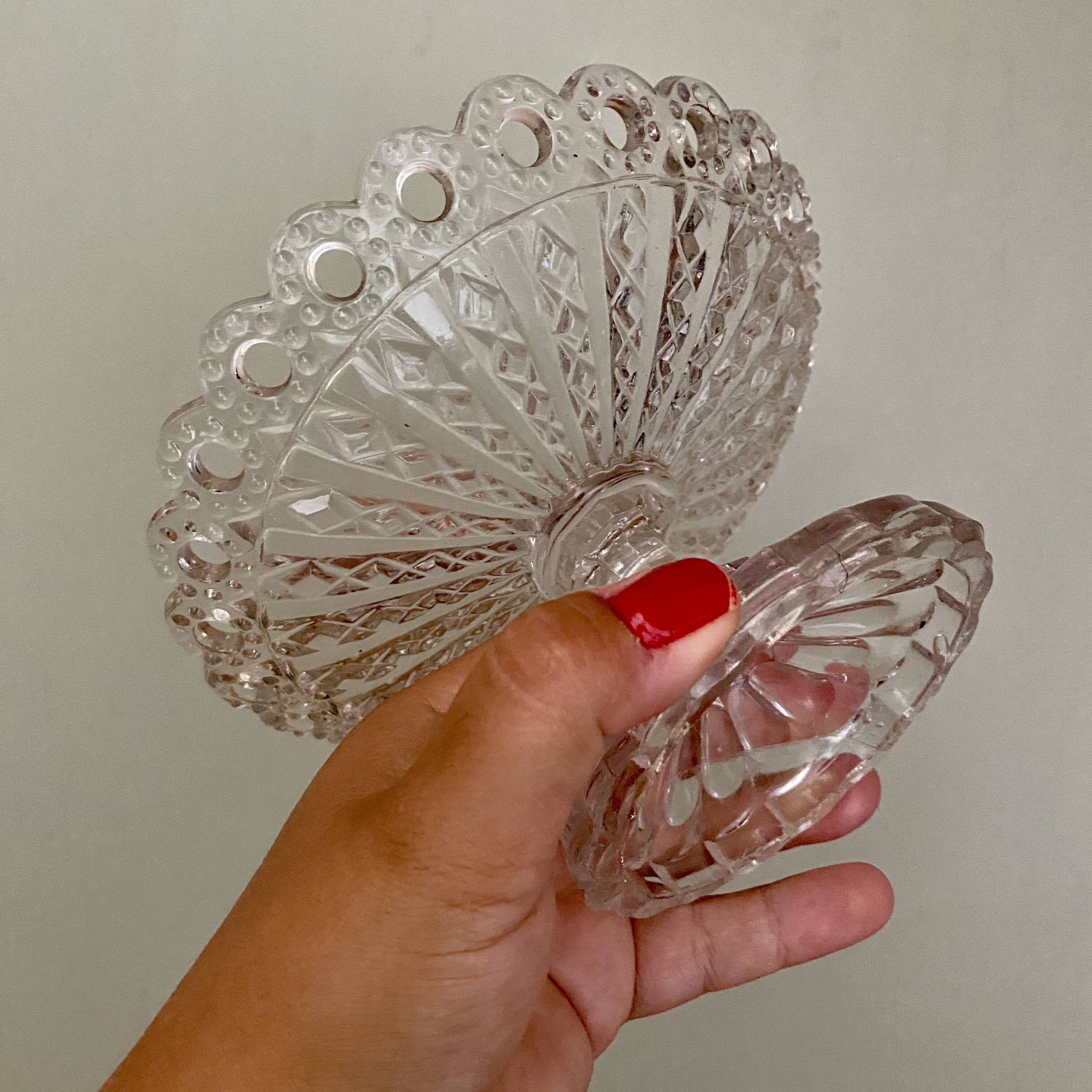Compotier or footed plate in vintage chiseled glass
