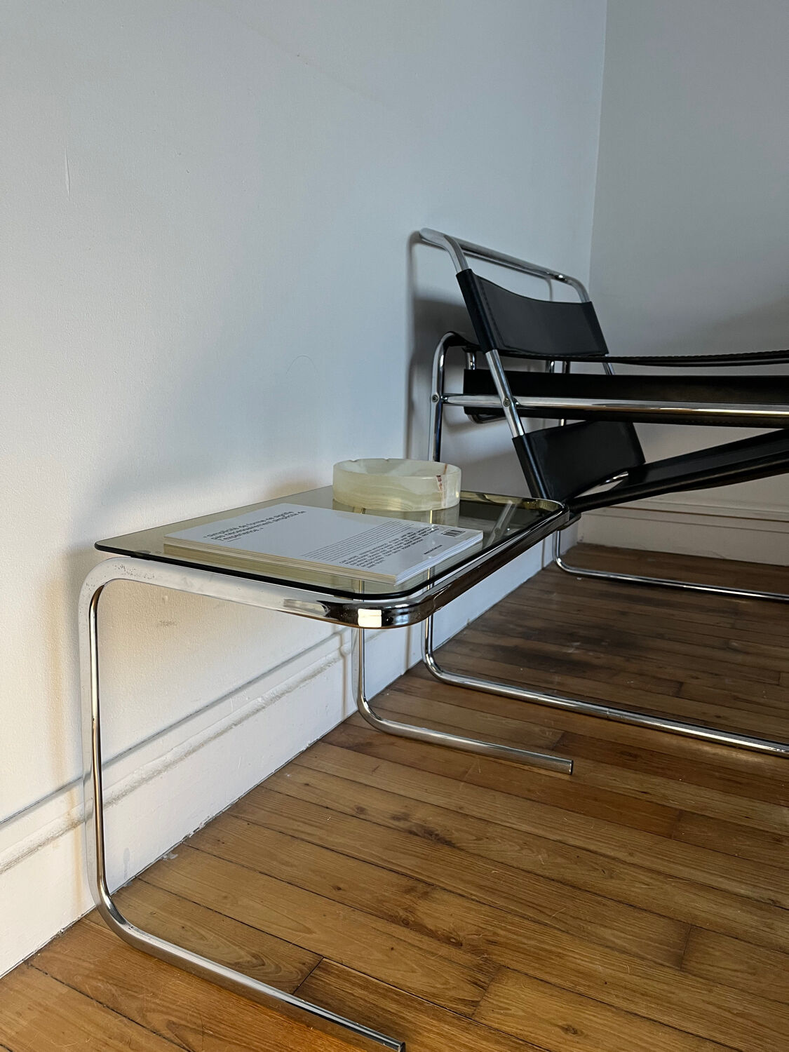 Vintage smoked glass side table