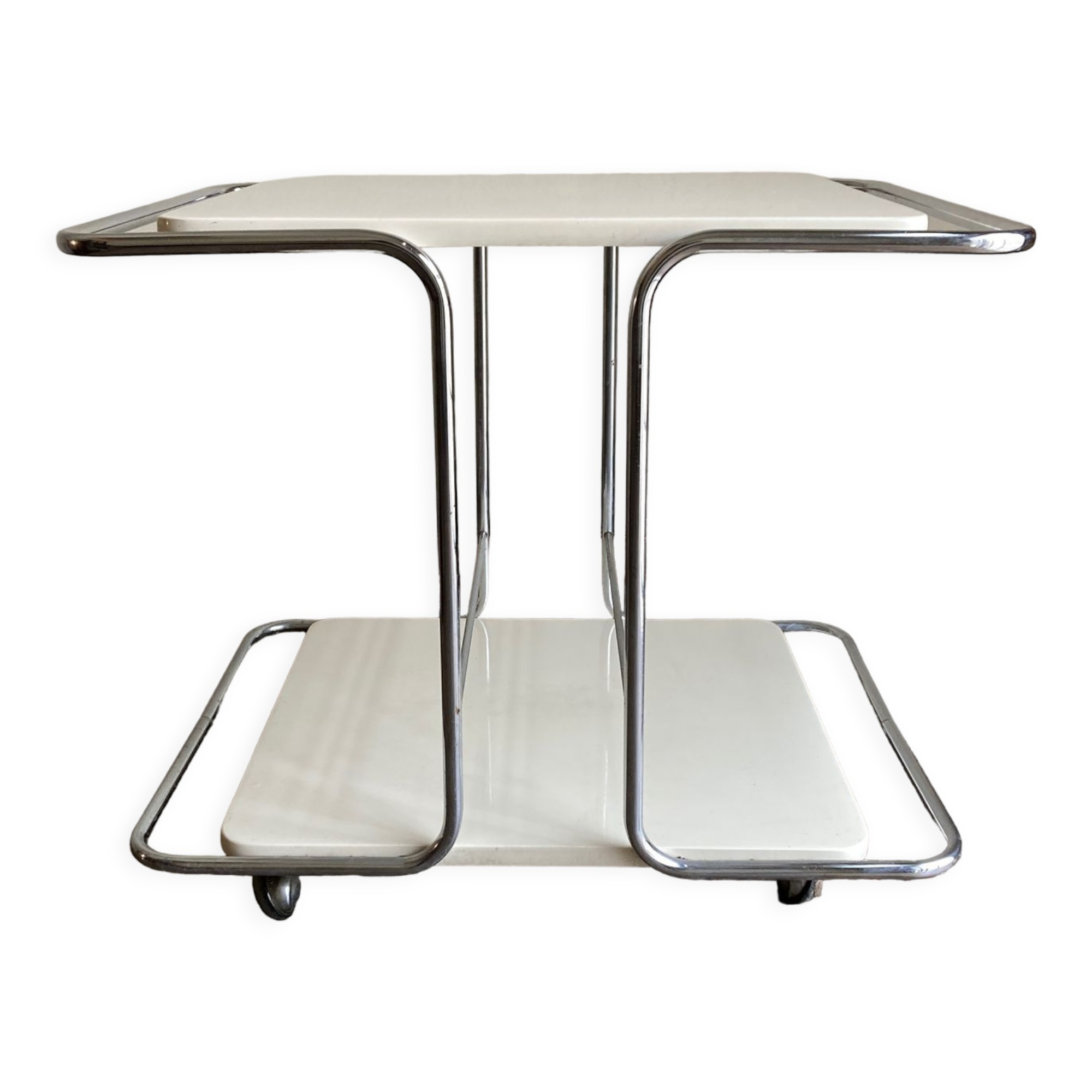 White trolley Italian design side table 1970