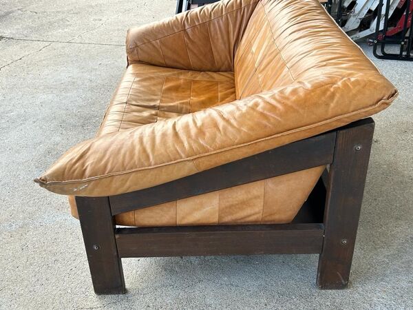 Canapé scandinave vintage en cuir