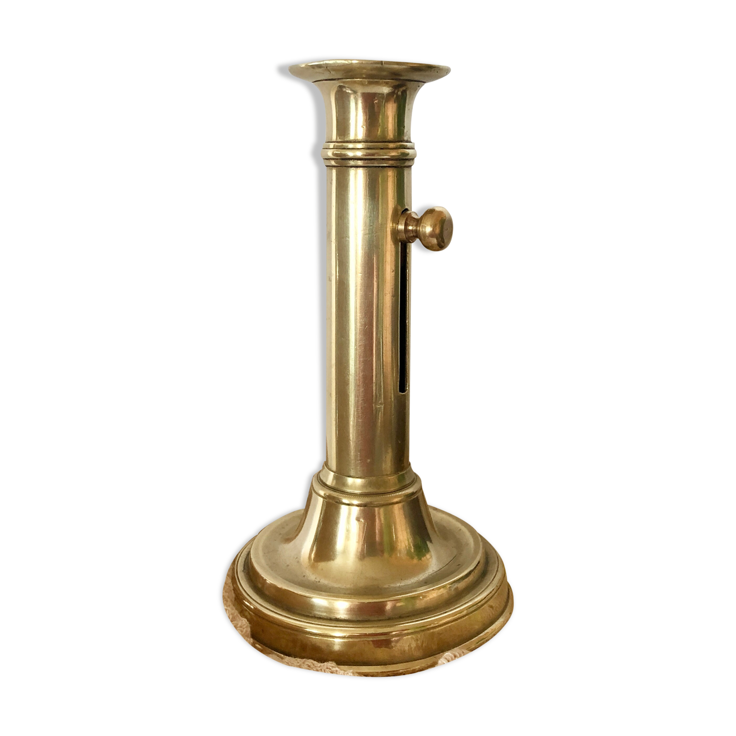 Golden copper candle holder with Belle Epoque pusher