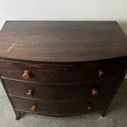 Antique Mahogany Bow Front Chest of 3 Drawers Georgian c1800-1830 Splay Fee