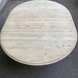 Interior's extendable round tripod dining table renovated in solid wood