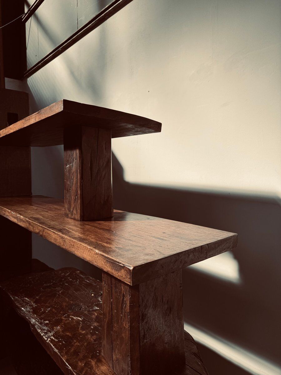 Vintage Brazilian folk art handmade wall cabinet in Cumaru wood, 1960s