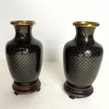 Pair of cloisonné brass vases