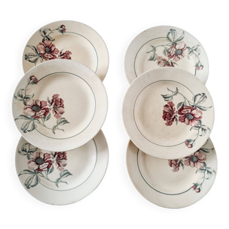 Set of 6 Terre de Fer St Amand Plates Simone Model 1920s Very rare and Limited Edition