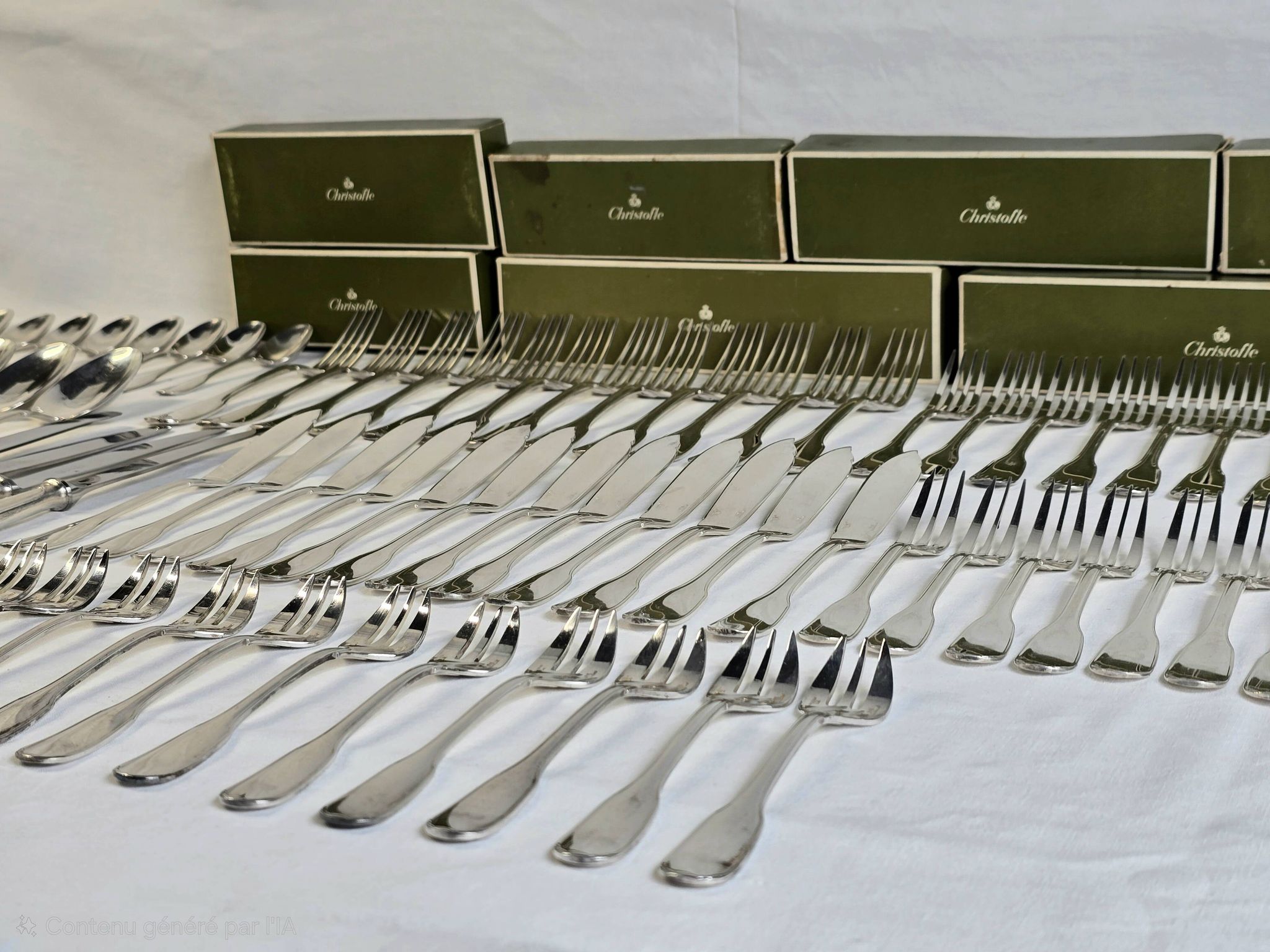 87-piece household cutlery set from Christofle, Versailles model, in metal.