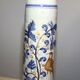 Painted terracotta bottle in black style signed CS bird painting floral decoration