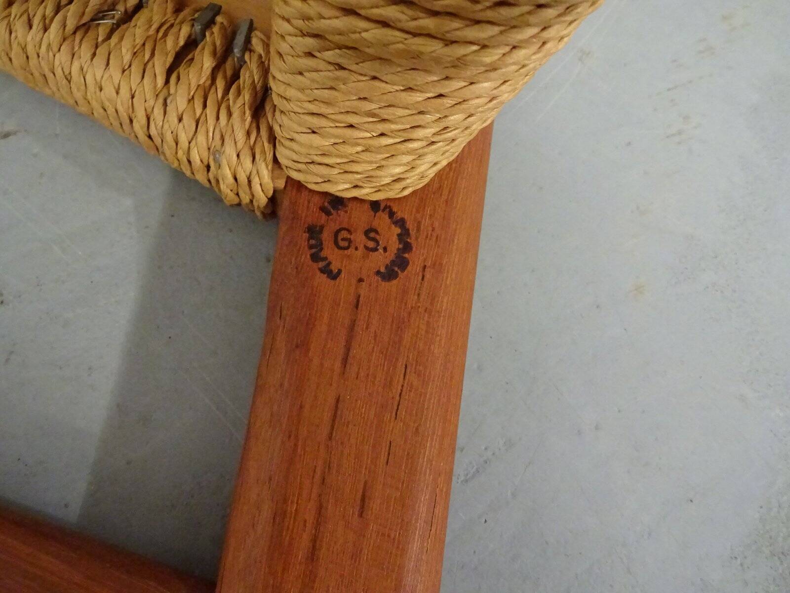 Set of Teak and Paper Cord Dining Chairs by Ejner Larsen for Glyngøre Stolefabrik, 1960s