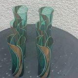 6 glasses with orangeade green and gold vintage