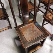 6 Vintage Oriental Asian Chinese Brown Tallback Yokeback Side Chairs. 2 x armchair / 4 x without a