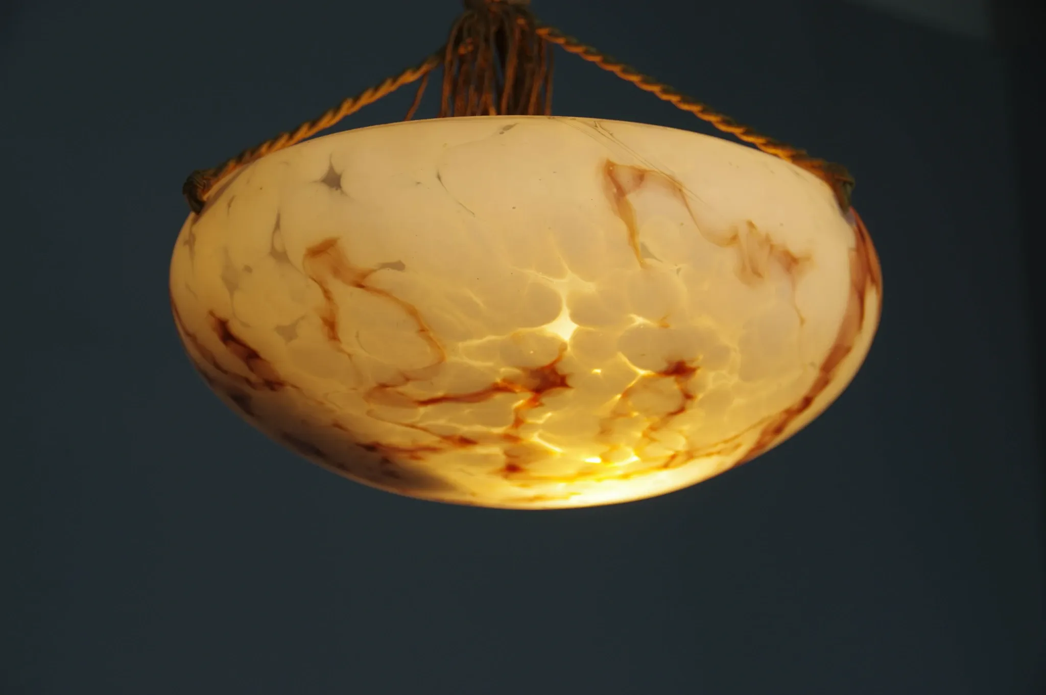 Art Nouveau Glass Pendant, Czechoslovakia, 1920s