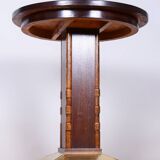 Restored Art Deco Small Table, Oak, Brass, Revived Polish, Czechia, 1920s