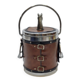 Ice bucket vintage ice cream equestrian horse head chrome and leatherette
