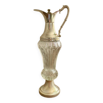 Glass and silver metal carafe from Italy