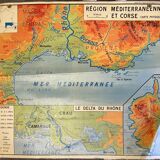 School poster Massif Central and Mediterranean region and Corsica