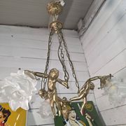 Lustre aux angelots en bronze années 70