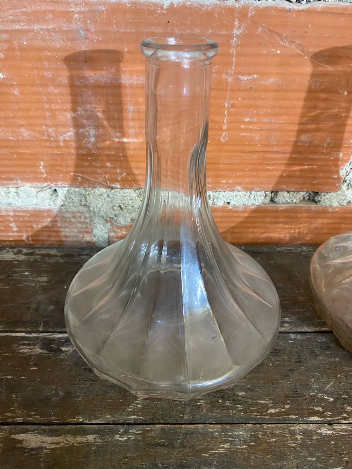 Pair of Vintage Moulded Glass Wine Decanters