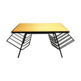 Table basse années 60 noir et bois