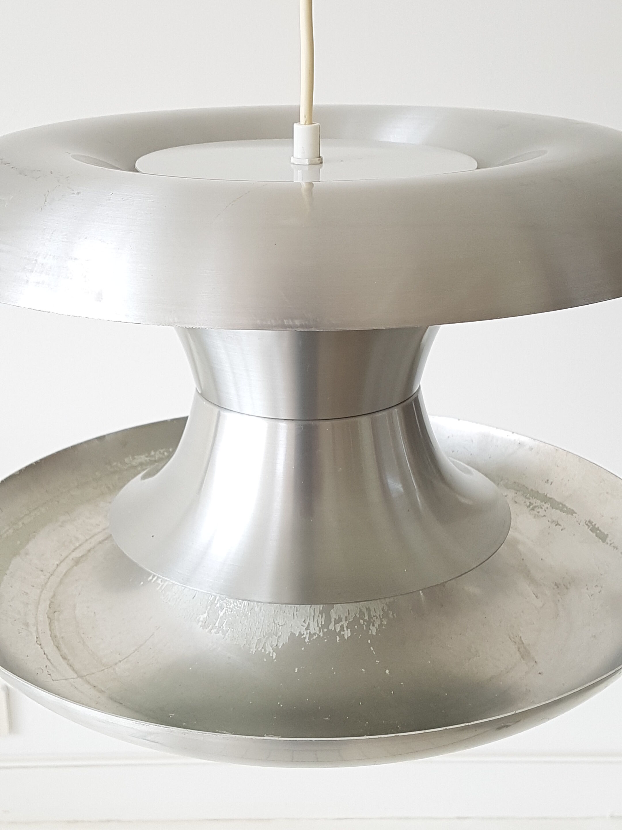 Scandinavian chandelier in brushed steel 1960