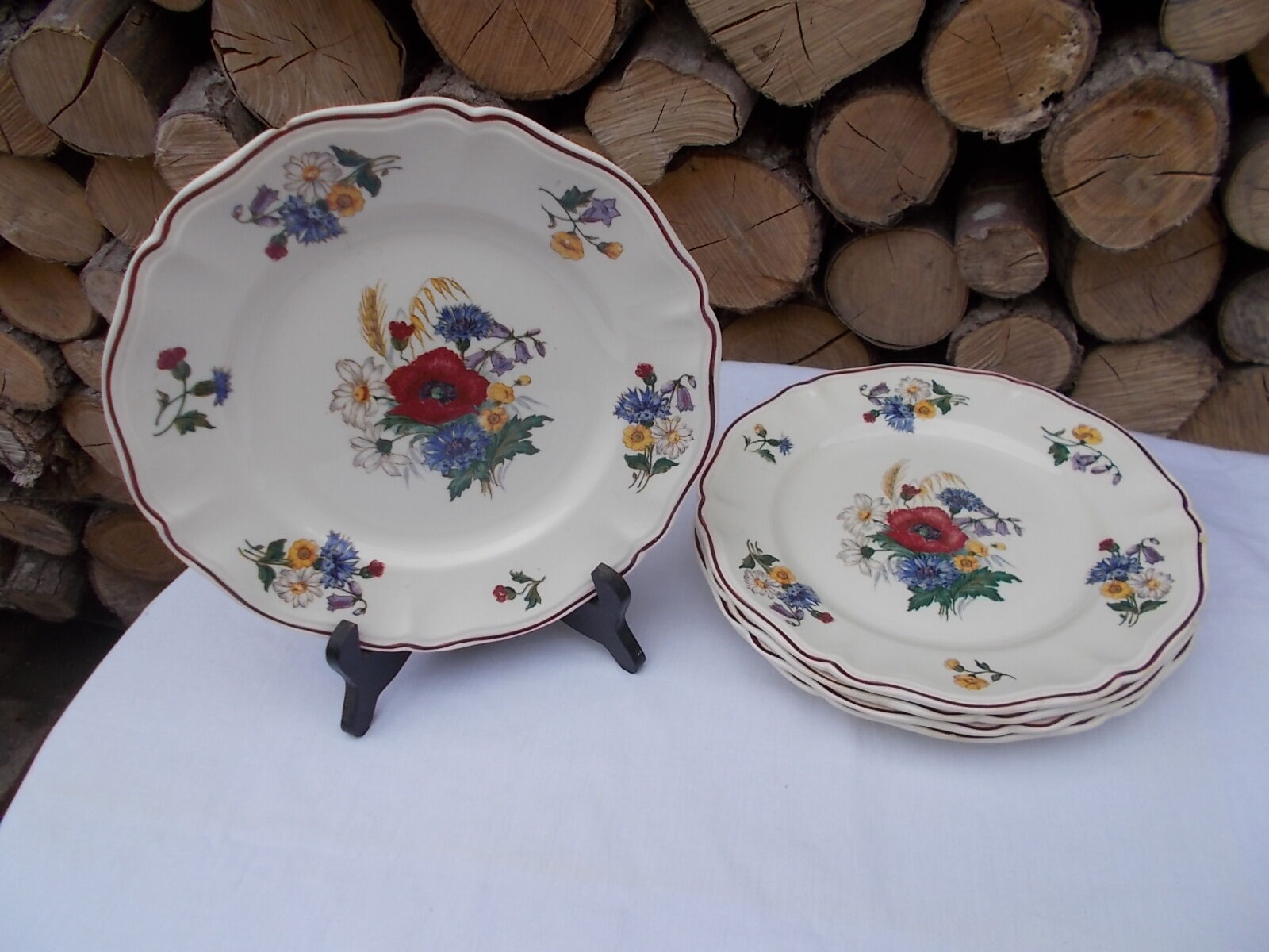 Lot de 5 assiettes plates Sarreguemines modèles Agreste