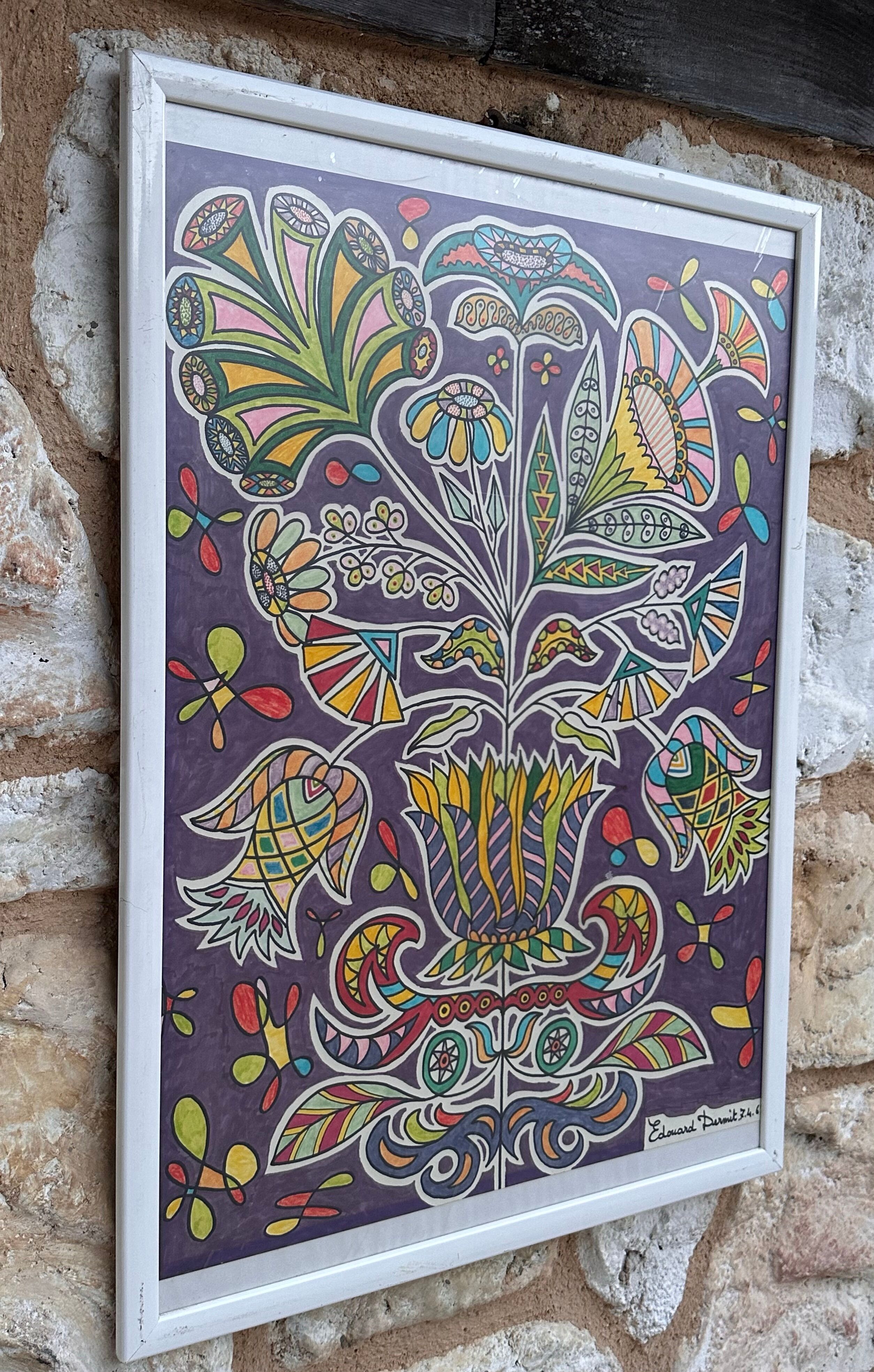 FELT DRAWING BY EDOUARD DERMIT. 07.04.1968