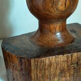 Pair of old brutalist turned solid wood candlesticks