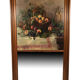 Trumeau in varnished wood, oil on canvas in the upper part, still life early twentieth century