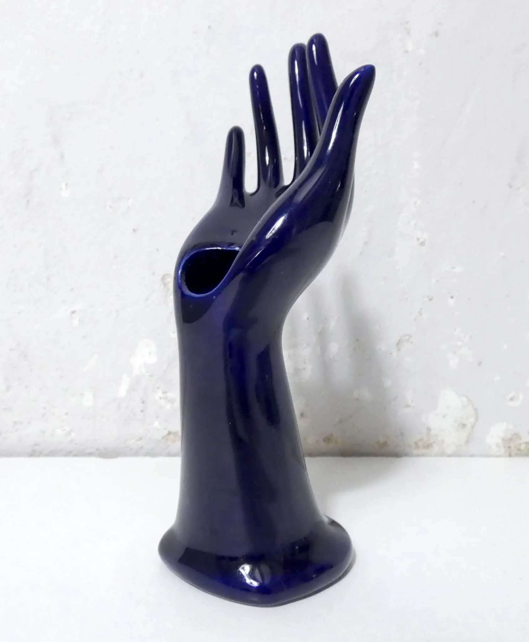 blue vintage ceramic ring holder vase jewellery stand