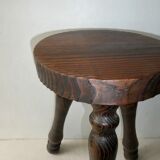 Solid pine tripod stool, rustic style